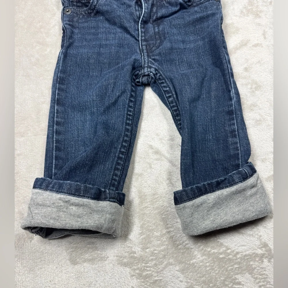 Levi’s Dark Blue Wash Rolled Grey Cuffs Cotton Blend Stretch Jeans Size 12M